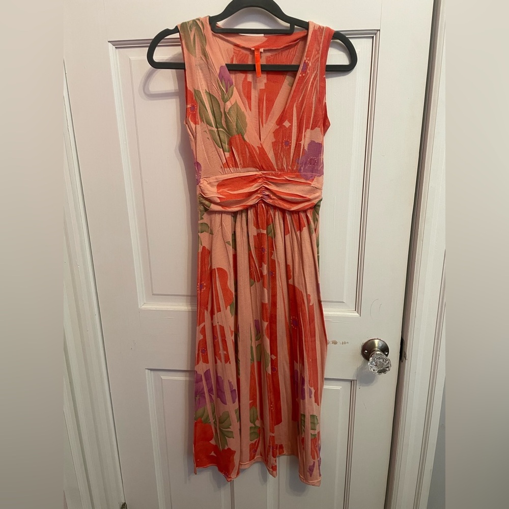 Loui Coral and Peach Patterned Cotton Dress